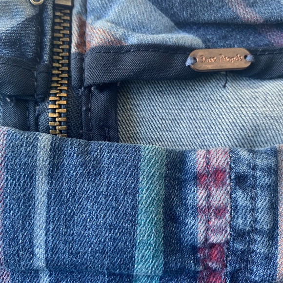 Free People Modern Femme Striped Jean Mini Skirt XS GUC - Picture 4 of 5